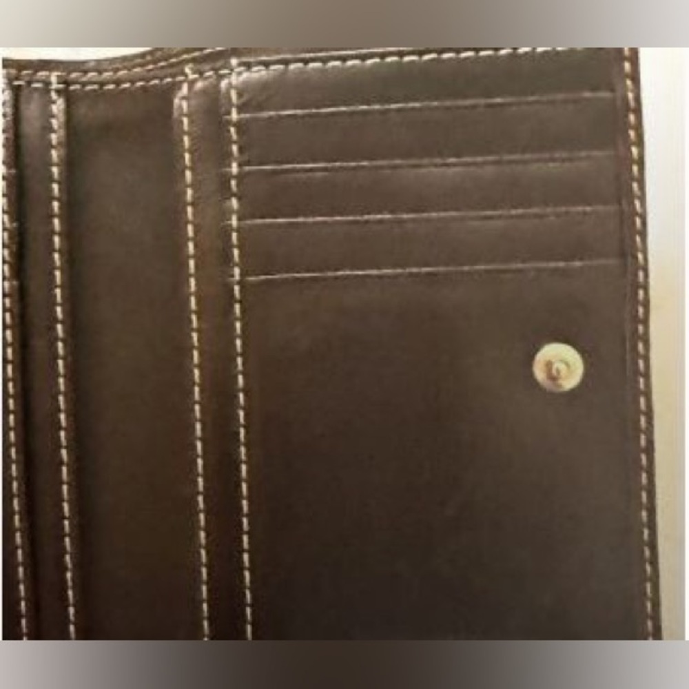 Burberry Blue Label Small Folding Wallet-6 Card Slots White Plaid Brown Leather - Picture 3 of 14